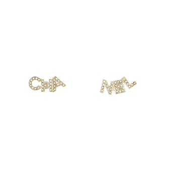 Chanel CHA-NEL Stud Earrings Metal with Crystals