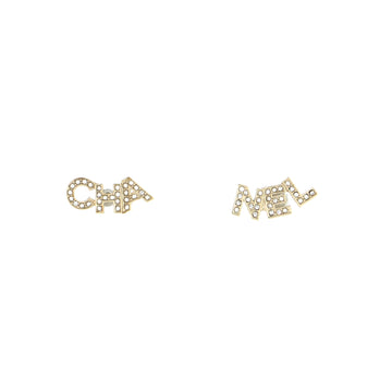 Chanel CHA-NEL Stud Earrings Metal with Crystals