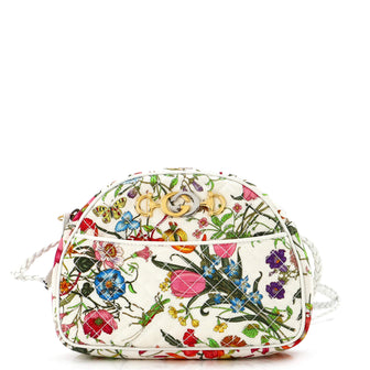 Gucci Camera Shoulder Bag Quilted Flora Canvas Small