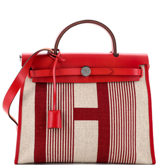 Hermes Herbag Zip H Vibration Toile and Leather 31