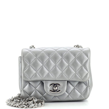 Chanel Square Classic Single Flap Bag Quilted Metallic Lambskin Mini