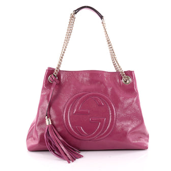Gucci Soho Shoulder Bag Chain Strap Patent Medium Pink 2342103