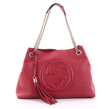 Gucci Soho Shoulder Bag Chain Strap Leather Medium Red 2342104