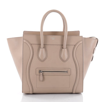 Celine Luggage Handbag Grainy Leather Mini Neutral 2342401