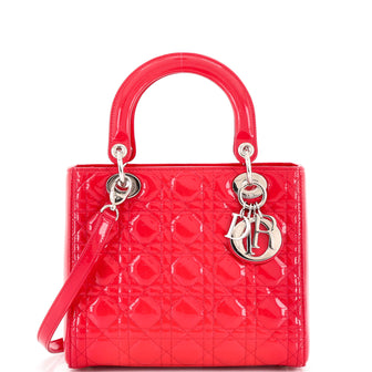 Christian Dior Lady Dior Bag Cannage Quilt Patent Medium