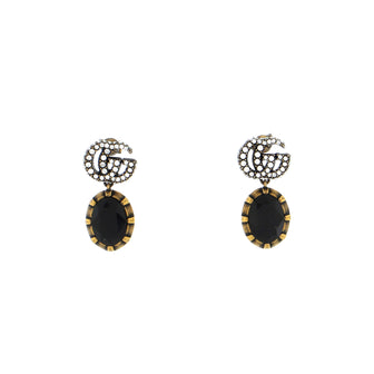 Gucci Double G Round Drop Earrings Metal with Crystals