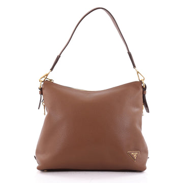 Prada Side Zip Hobo Vitello Daino Large Brown 2343501