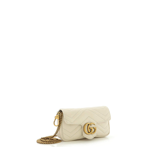 Gucci GG Marmont Flap Bag Matelasse Leather Super Mini Neutral 2343971