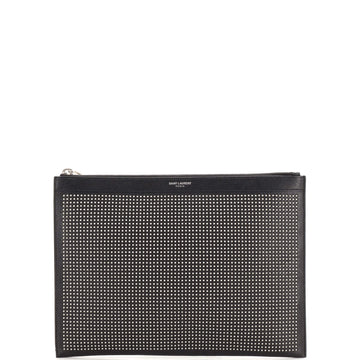 Saint Laurent Zip Pouch Studded Leather Medium