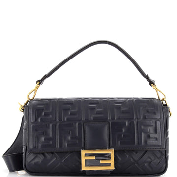 Fendi Baguette NM Bag Zucca Embossed Leather Large