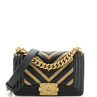 Chanel Boy Flap Bag Braided Chevron Calfskin and Lambskin Small