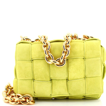 Bottega Veneta Cassette Chain Crossbody Bag Padded Maxi Intrecciato Suede