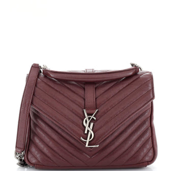 Saint Laurent Classic Monogram College Bag Matelasse Chevron Leather Medium