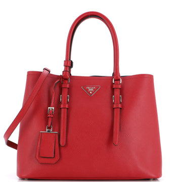 Prada Belted Strap Cuir Double Tote Saffiano Leather Medium