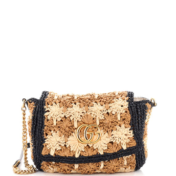 Gucci GG Marmont Flap Bag Raffia Small