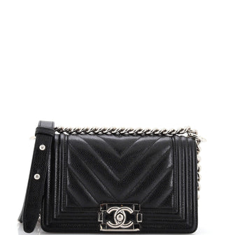 Chanel Boy Flap Bag Chevron Caviar Small