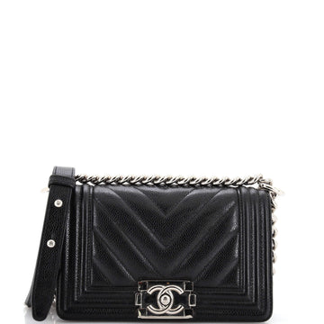 Chanel Boy Flap Bag Chevron Caviar Small
