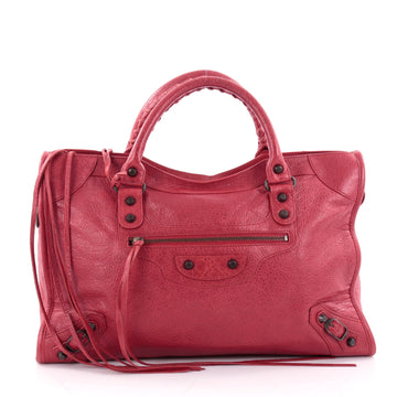 Balenciaga City Classic Studs Handbag Leather Medium Red 2345301