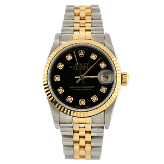 Rolex Oyster Perpetual Datejust Automatic Watch Stainless Steel and Yellow Gold with Diamond Markers 28