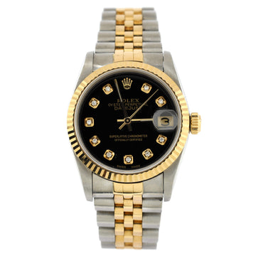 Rolex Oyster Perpetual Datejust Automatic Watch Stainless Steel and Yellow Gold with Diamond Markers 28