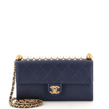 Chanel Chic Pearls Clutch with Chain Quilted Goatskin