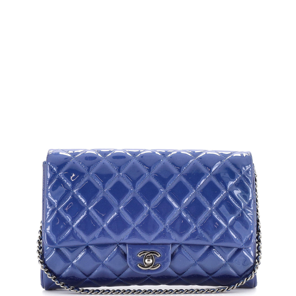 Chanel Clutch with Chain Quilted Patent Blue 2345701