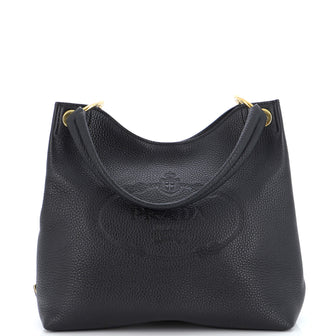 Prada Logo Hobo Embossed Vitello Daino Medium