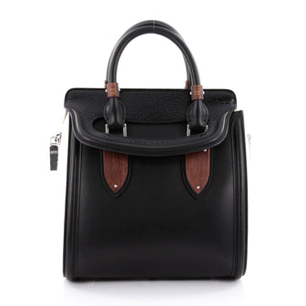 Alexander McQueen Wood Plate Heroine Tote Leather with Calf Hair Medium Black 2345801
