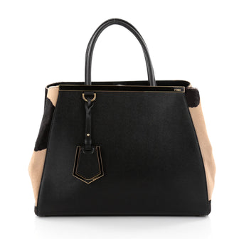 Fendi 2Jours Handbag Pony Hair and Leather Medium Black 2345803