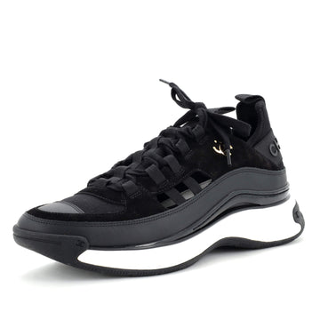 Chanel Women's CC Cap Toe Logo Sneakers Suede and Mixed Fibers