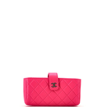 Chanel Phone Holder Clutch Camellia Lambskin