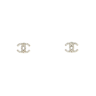 Chanel CC Stud Earrings Metal with Crystals