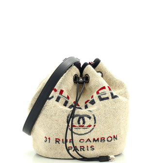 Chanel Deauville Drawstring Bucket Bag Lurex Canvas Medium
