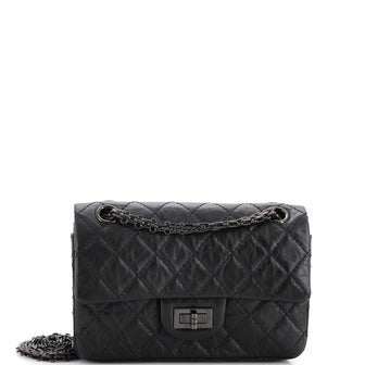 Chanel So Black Reissue 2.55 Flap Bag Quilted Aged Calfskin Mini