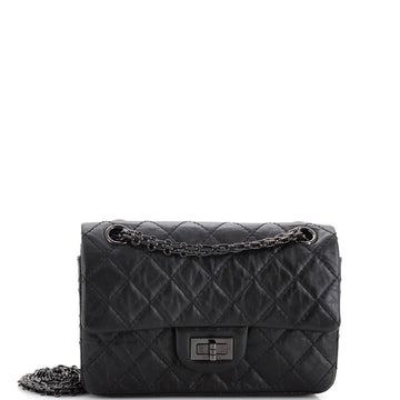 Chanel So Black Reissue 2.55 Flap Bag Quilted Aged Calfskin Mini