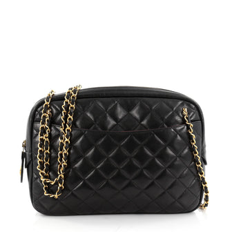 Chanel Vintage Camera Bag Quilted Leather Large Black