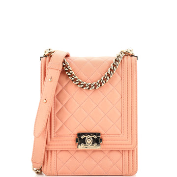 Chanel North South Boy Flap Bag Quilted Calfskin Large