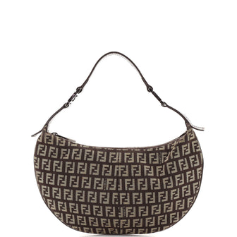 Fendi Zip Flat Hobo Zucchino Canvas Small