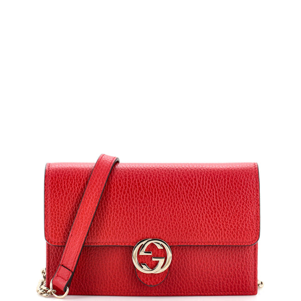 Gucci Interlocking Wallet on Chain (Outlet) Leather Red