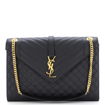 Saint Laurent Classic Monogram Envelope Satchel Mixed Matelasse Leather Large