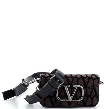 Valentino Garavani VLogo Loco Flap Shoulder Bag Printed Canvas Small
