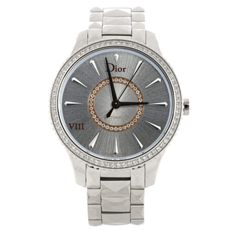 Christian Dior VIII Montaigne Automatic Watch Stainless Steel with Diamond Bezel and Dial 36