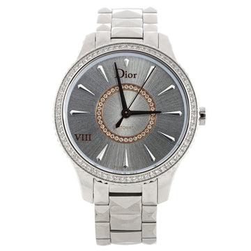 Christian Dior VIII Montaigne Automatic Watch Stainless Steel with Diamond Bezel and Dial 36