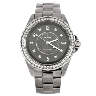 CHANEL J12 Automatic Ceramic Lady's Watch w/ 12 Diamonds!