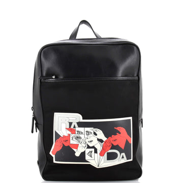 Prada Comic Backpack Leather and Tessuto Large