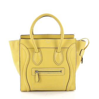 Celine Luggage Handbag Grainy Leather Micro Yellow 2347401