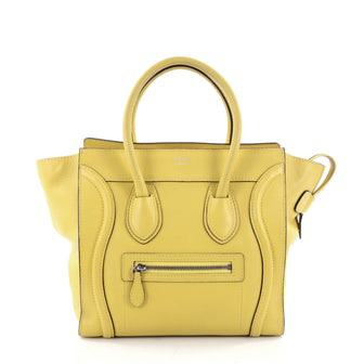 Celine Luggage Handbag Grainy Leather Micro Yellow 2347402
