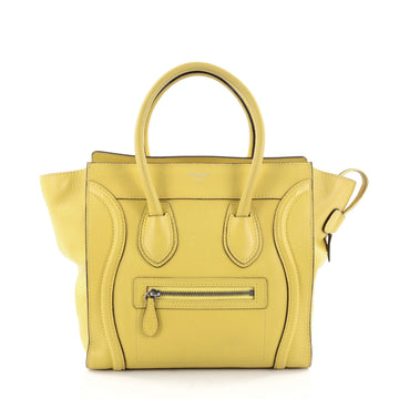 Celine Luggage Handbag Grainy Leather Micro Yellow 2347402