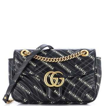 Gucci x Balenciaga The Hacker Project GG Marmont Flap Bag Printed Matelasse Leather Small