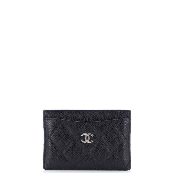 CHANEL Caviar Quilted Card Holder Wallet Black 1299835
